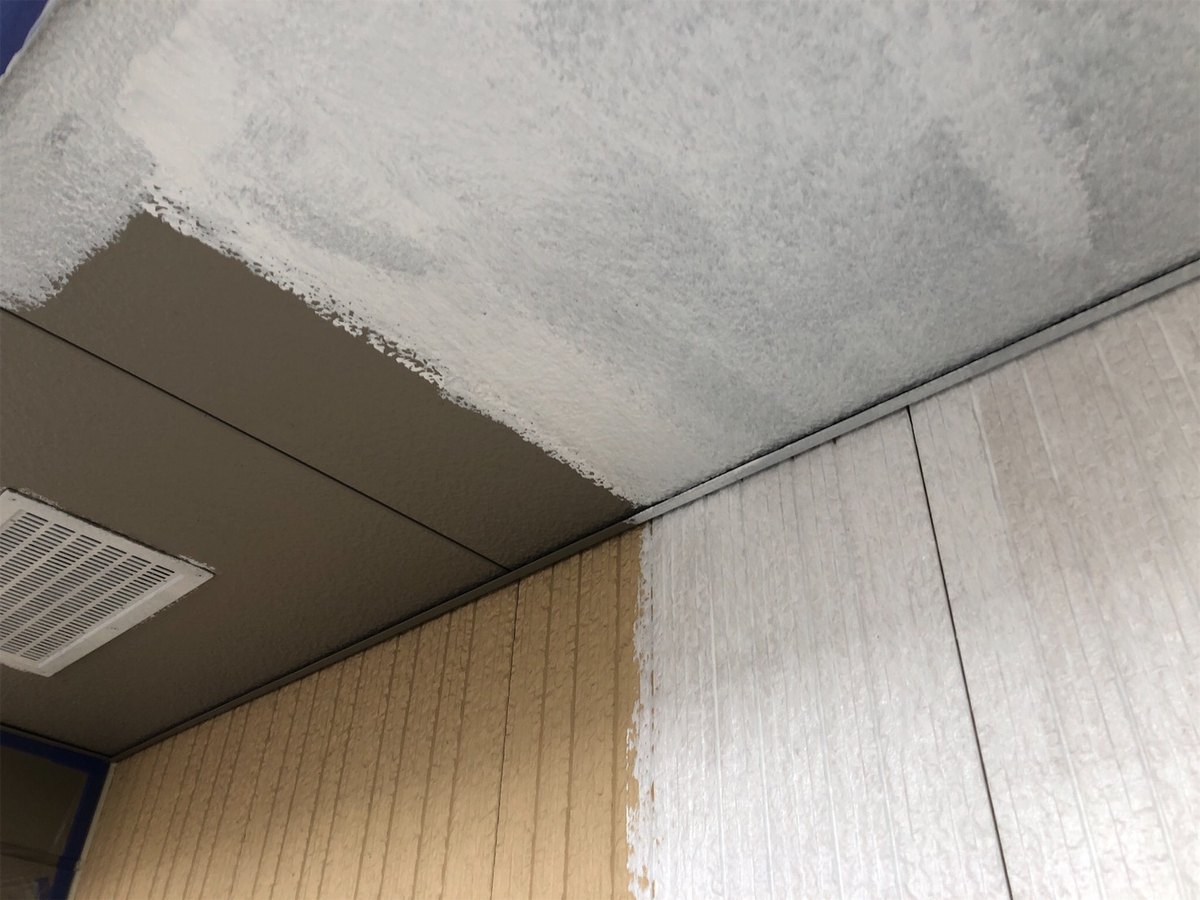 軒天井 / 白い下塗り