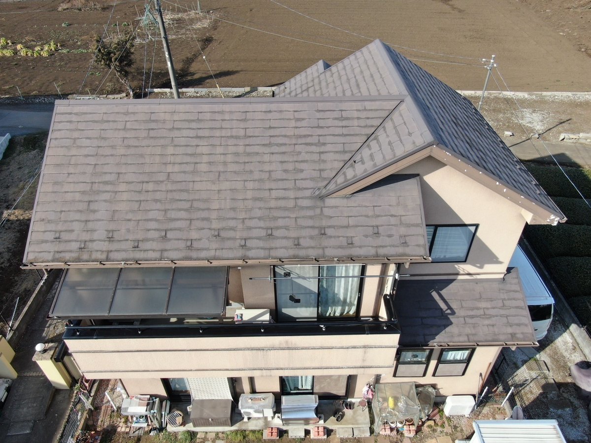 施工前の全体（ドローンでお庭側の上から）