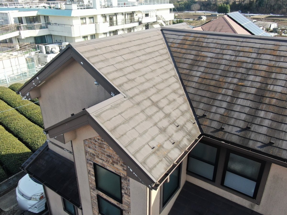 現地調査のときにドローンで撮影した屋根（施工前）