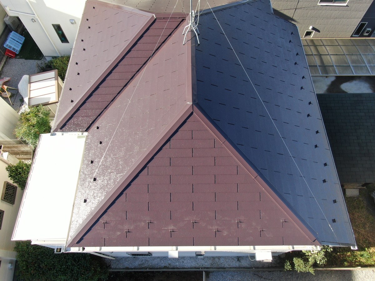 施工後の屋根（上空から）