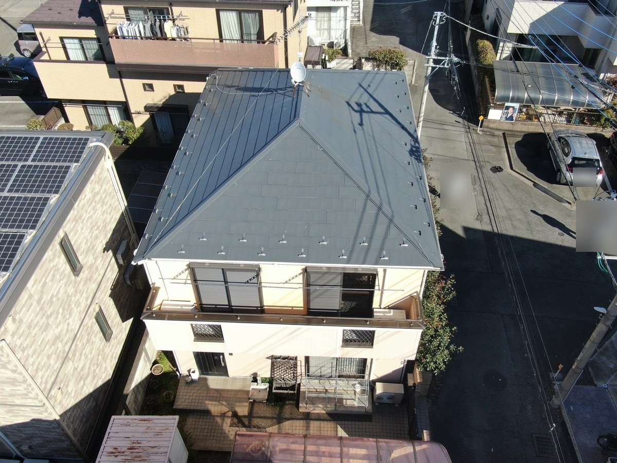 現地調査のときにドローンで撮った家全体
